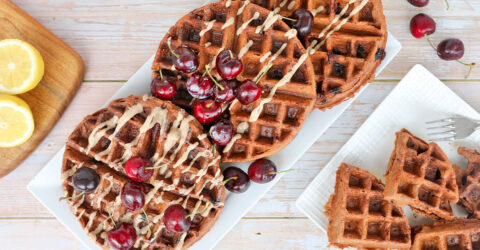 “Waffles” (gofres) de cereza, limón y teff