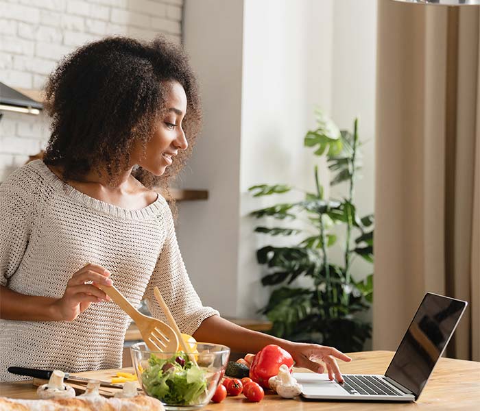 A couple enjoying a plant-based meal