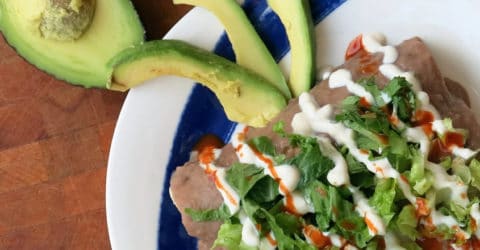 Enfrijoladas – Potato Stuffed Tortillas in Bean Sauce