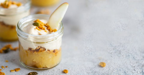 Gingered Applesauce With Cashew Cream & Crunchy Granola