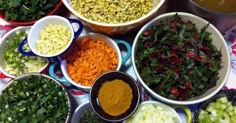 Estofado de lentejas con vegetales guisados