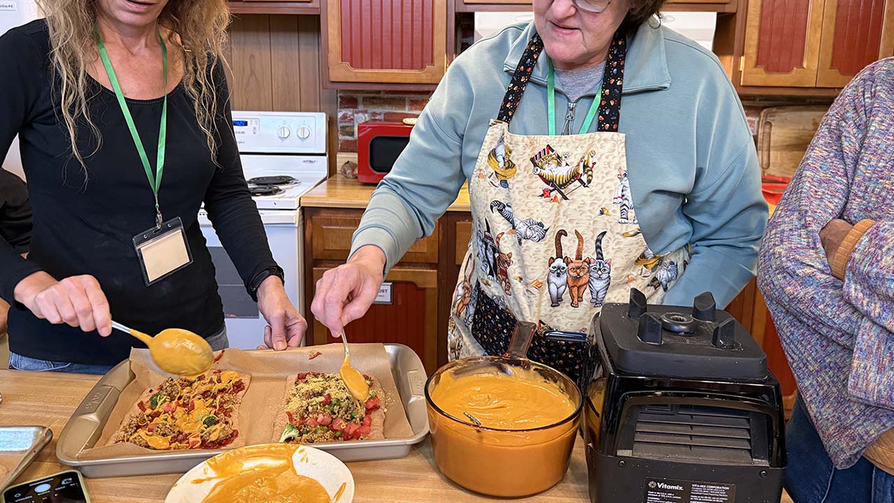Cooking plant-based pizza