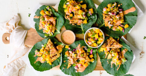 Tempeh Collard Wraps With Mango Salsa